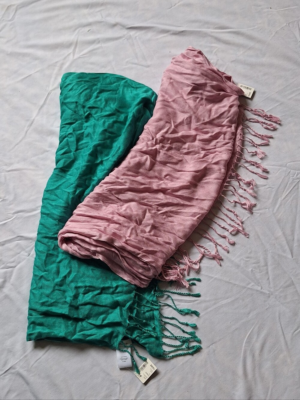 ​Reitmans Women's Soft Viscose Fringe Scarves Set Teal & Pink Lightweight Wraps